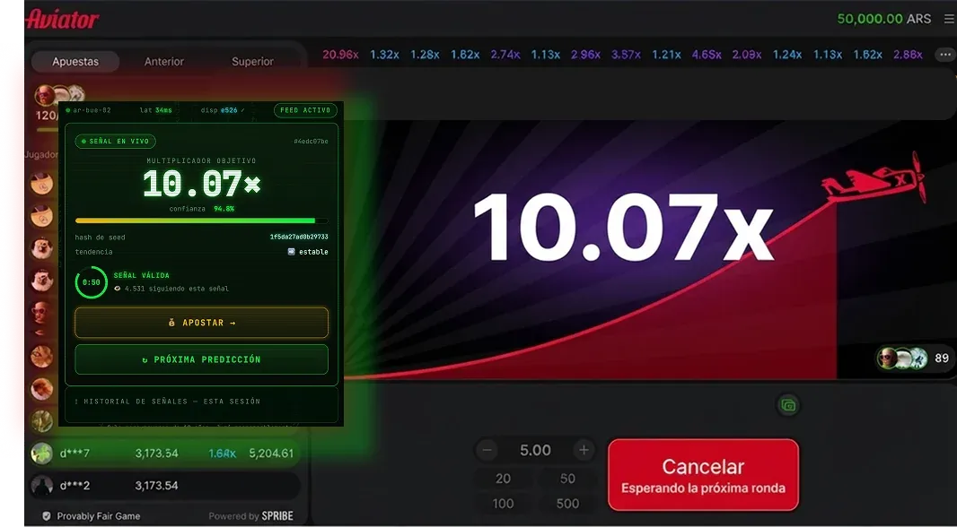 Predictor Aviator Argentina con señal 10,07× y próxima ronda pendiente